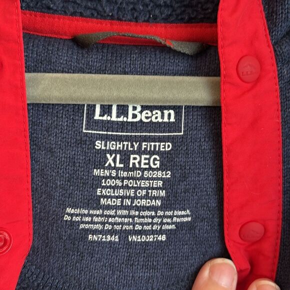 L.L.Bean Sweater Fleece Pullover hooded Men Colorblock jacket sweatshirt XL EUC - Picture 5 of 10